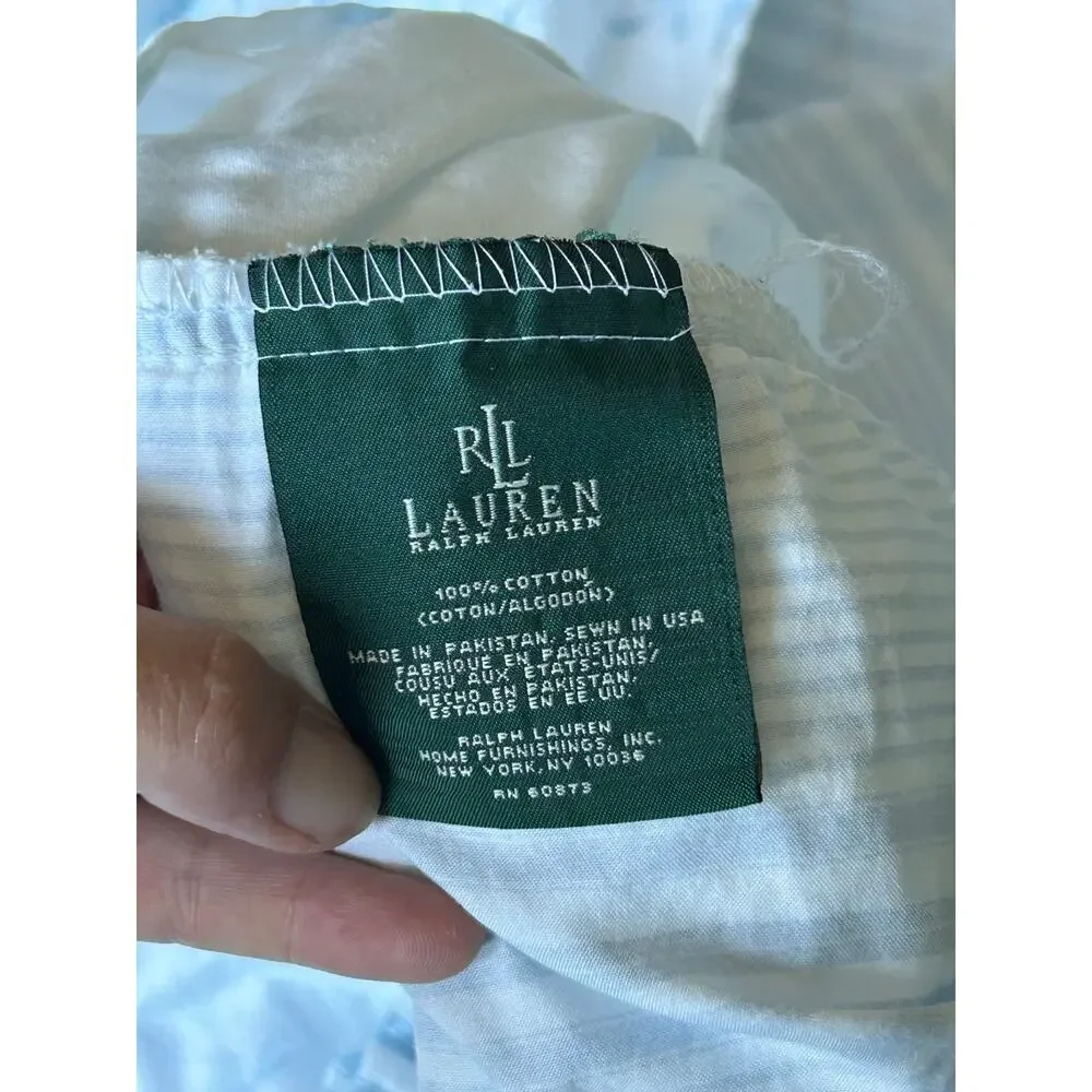 Vintage Ralph Lauren Floral Comforter cover Duvet Blue Rose Ruffled Edge King
